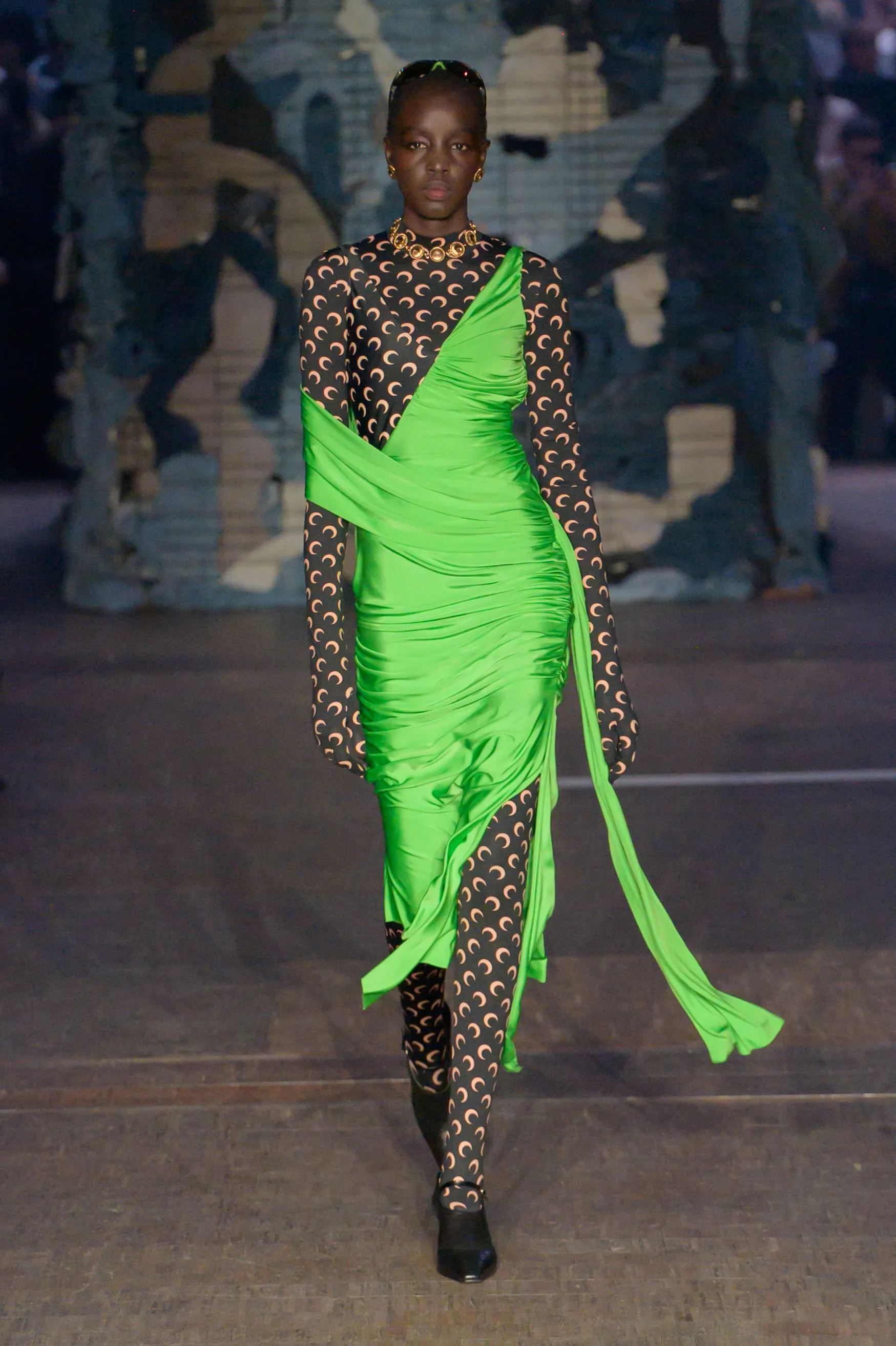 marine serre Regenerated グリッタードレス Upcycled Silk Scarves Long Fitted DreSS • Marine Serre